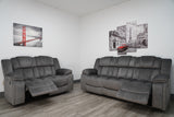 Midway Pewter Fabric Reclining Sofa & Loveseat