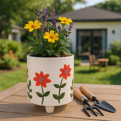 Almaway White/Green/Orange Planter