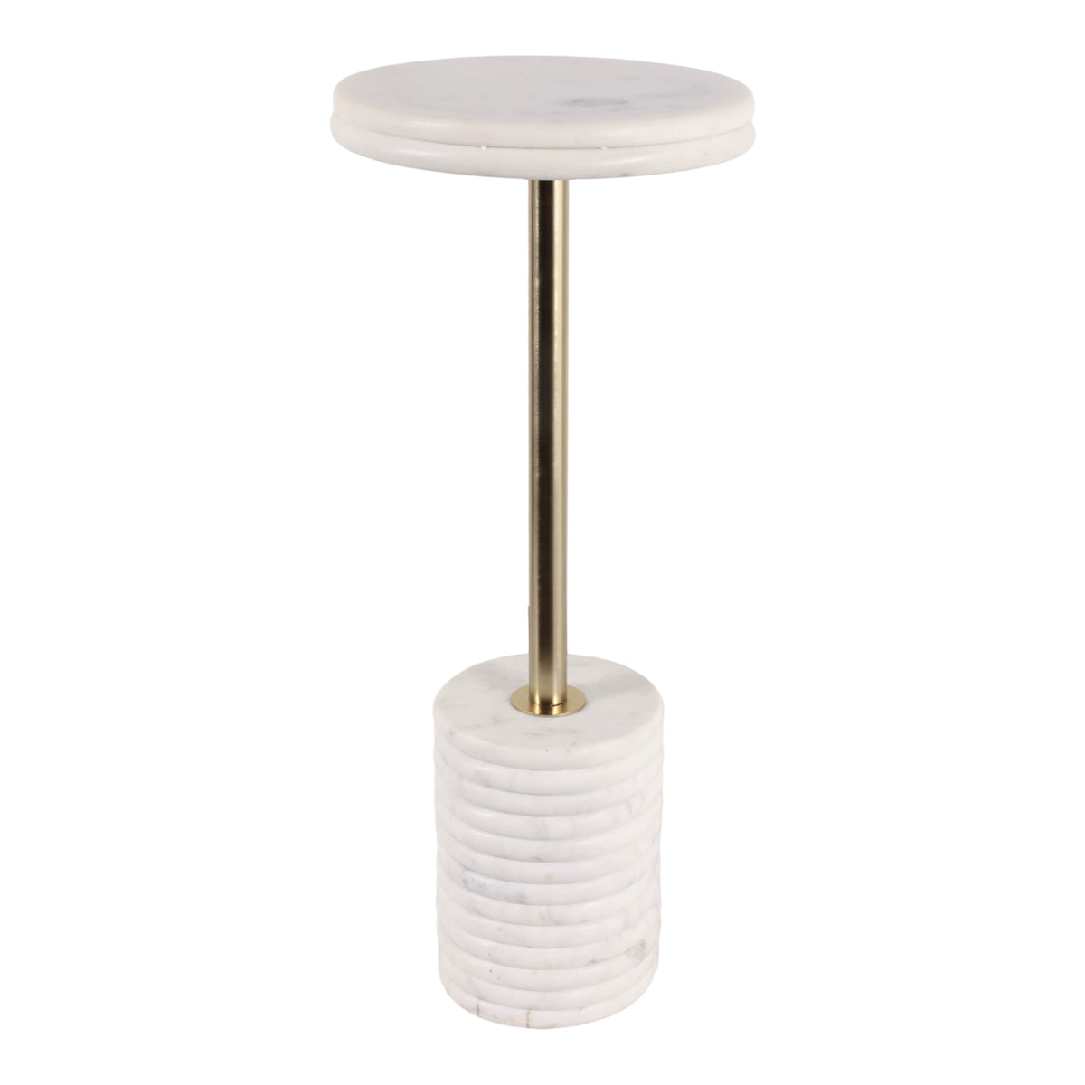 Geyserville White/Gold Ribbed Drink Table with Marble Base