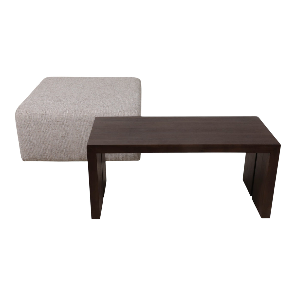 Drydenford Ivory/Brown Square Ottoman with Wood Table