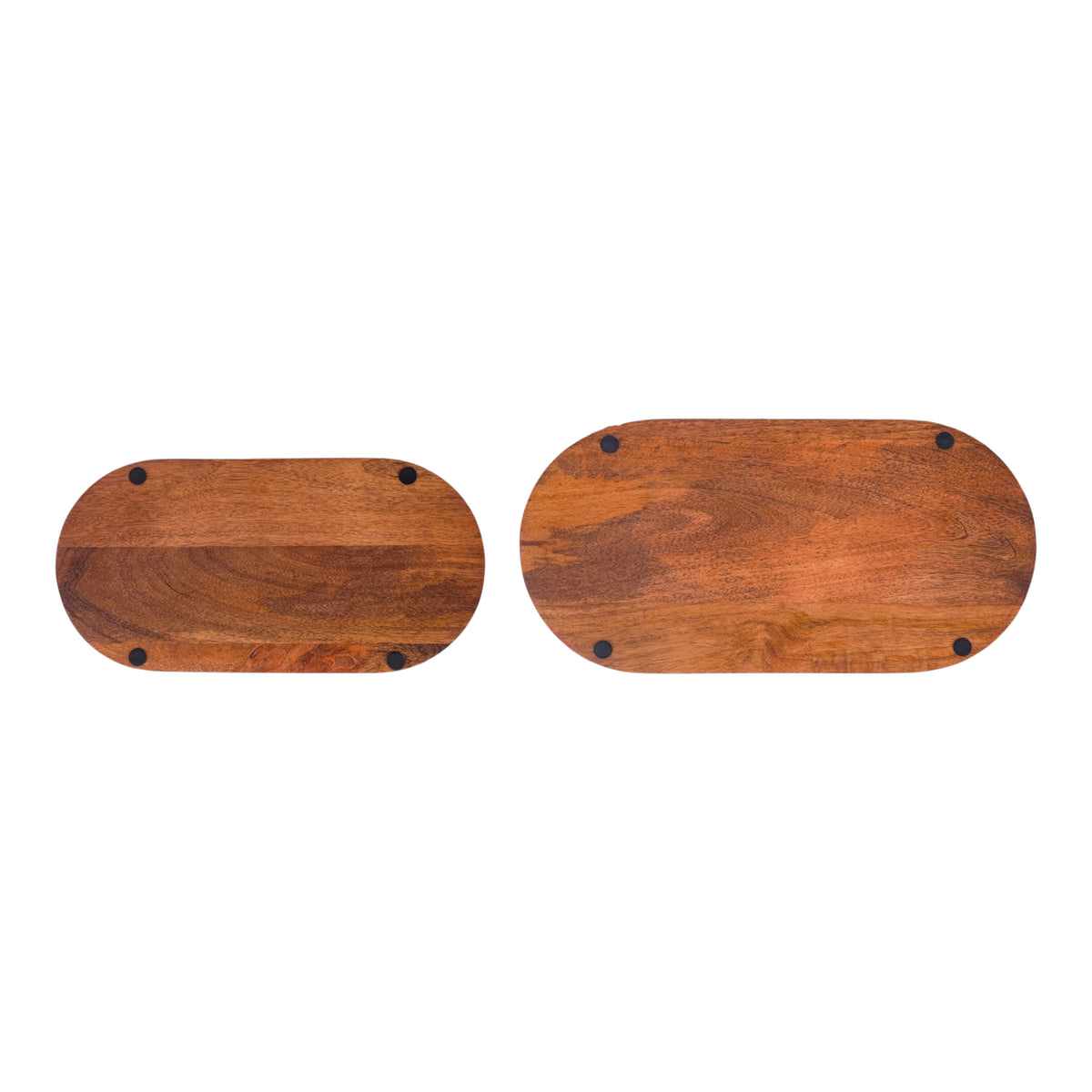 Cold Springs Brown Wooden Oval Platters with Seagrass Edge (Set of 2)