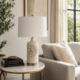 Lonsmith Cream/Gold Dahlia Flower Applique Table Lamp