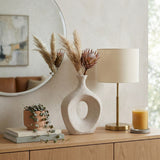 Alray Beige Beaded Oval Cut Out Vase
