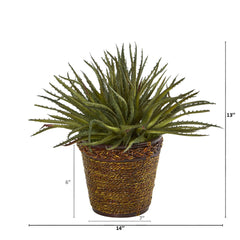 13” Aloe Artificial Plant in Basket - Ornate Home