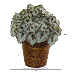13” Begonia Artificial Plant in Basket - Ornate Home