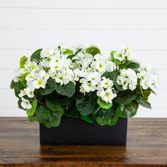 13” Geranium in Rectangular Planter UV Resistant (Indoor/Outdoor) - Ornate Home
