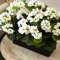 13” Geranium in Rectangular Planter UV Resistant (Indoor/Outdoor) - Ornate Home