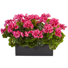 13” Geranium in Rectangular Planter UV Resistant (Indoor/Outdoor) - Ornate Home