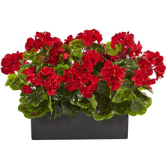 13” Geranium in Rectangular Planter UV Resistant (Indoor/Outdoor) - Ornate Home