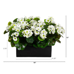 13” Geranium in Rectangular Planter UV Resistant (Indoor/Outdoor) - Ornate Home