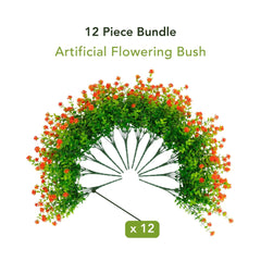 13" UV Resistant Artificial Flowering Mini Rose Bush (Indoor/Outdoor) - Set of 12 - Ornate Home