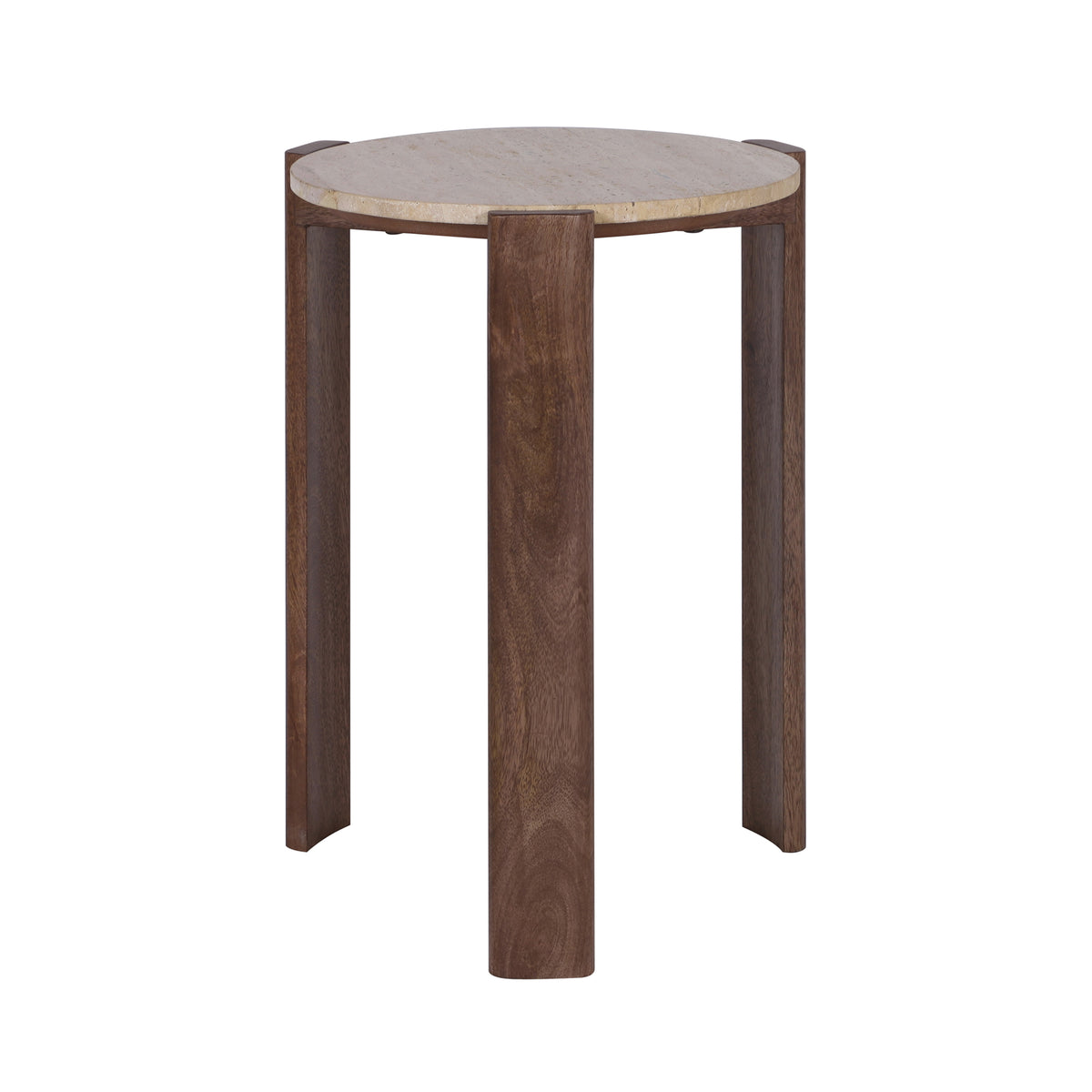El Macero Tan/Brown Accent Table with Travertine Top