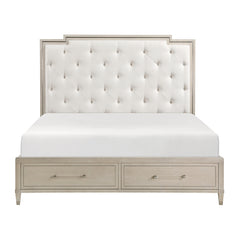 Genoa Beige Queen Platform Bed With Footboard Storage