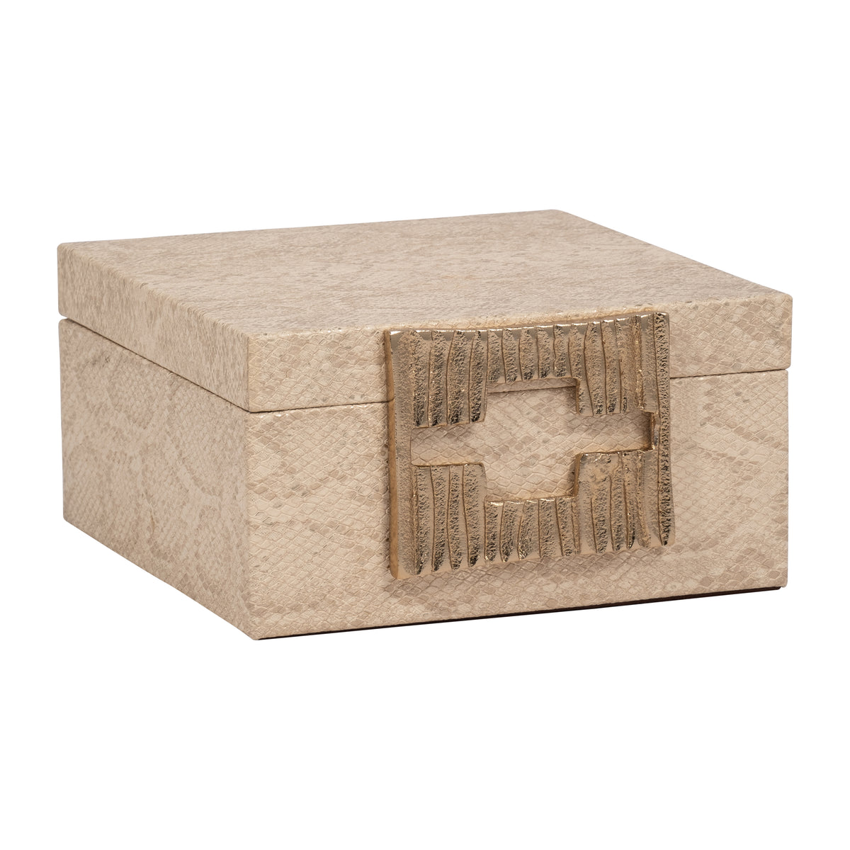 El Sueno Nude Faux Leather Square Metallic Box