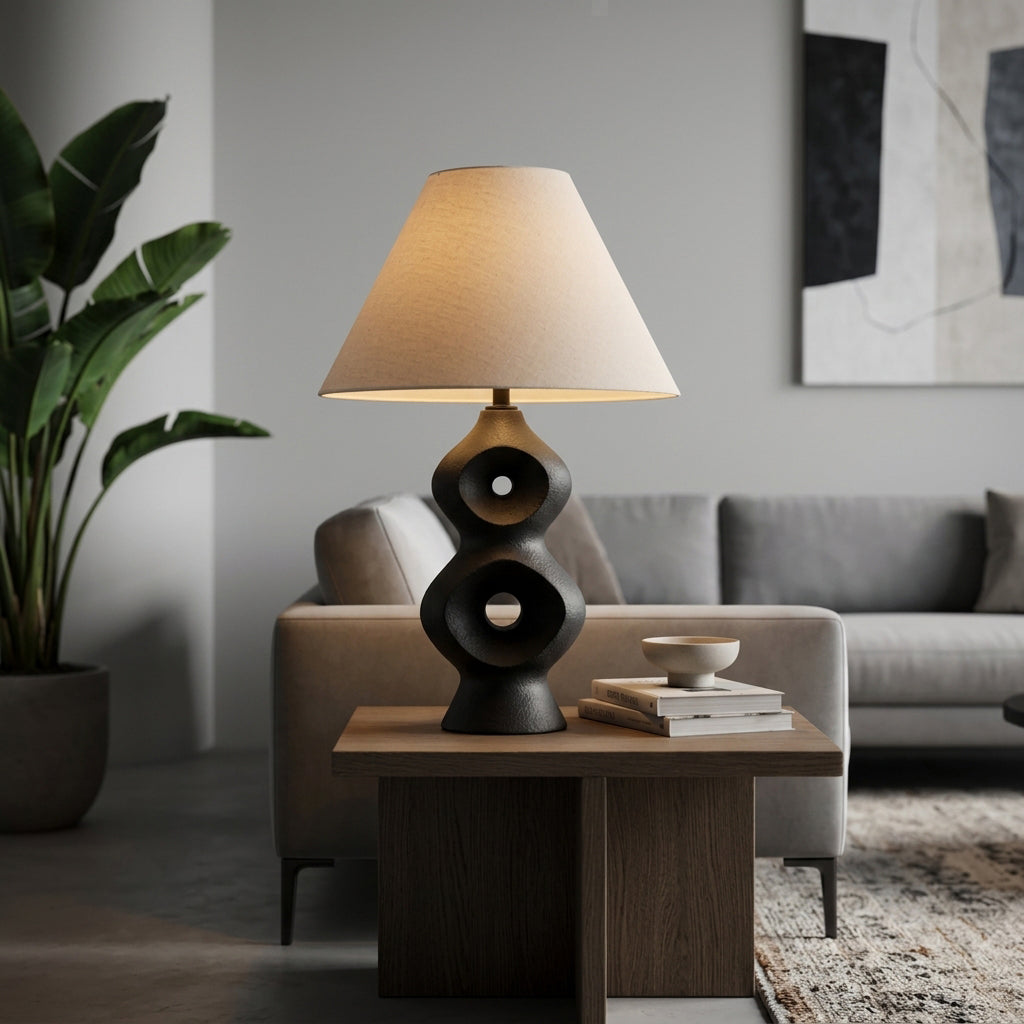 Jefferson Black/Tan Open Cut-Out 8 Table Lamp