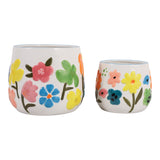Miranda Multicolor Floral Embossed Planters (Set of 2)