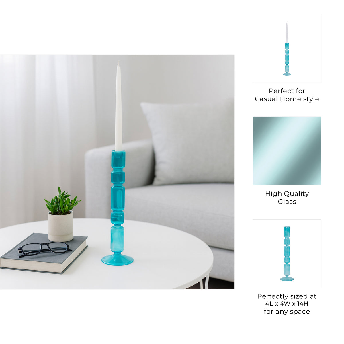 Isle Blue Large Mixed Bubble Taper Candle Holder