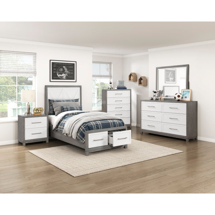 Rowan Silver Twin Platform Bed With Footboard Storage