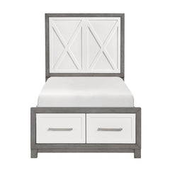 Rowan Silver Twin Platform Bed With Footboard Storage