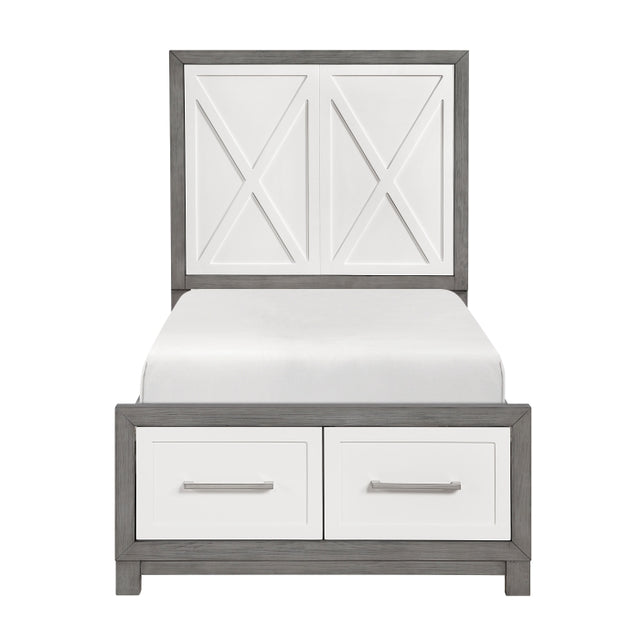 Rowan Silver Twin Platform Bed With Footboard Storage