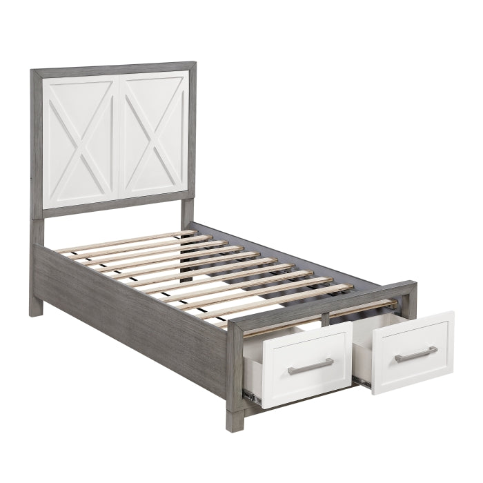 Rowan Silver Twin Platform Bed With Footboard Storage