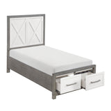 Rowan Silver Twin Platform Bed With Footboard Storage