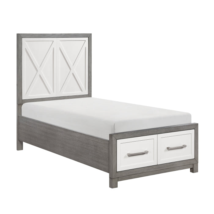 Rowan Silver Twin Platform Bed With Footboard Storage