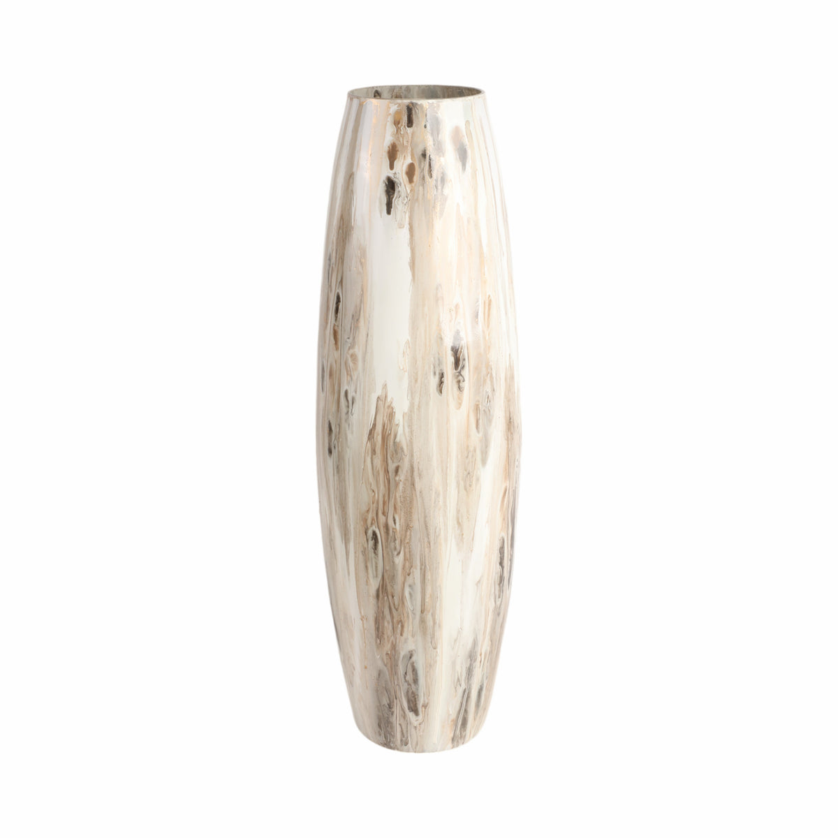 Snelling Multicolor Neutral Drip Finish Curved Glass Vase