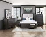 Gilbert Charcoal Queen Platform Bed - Ornate Home