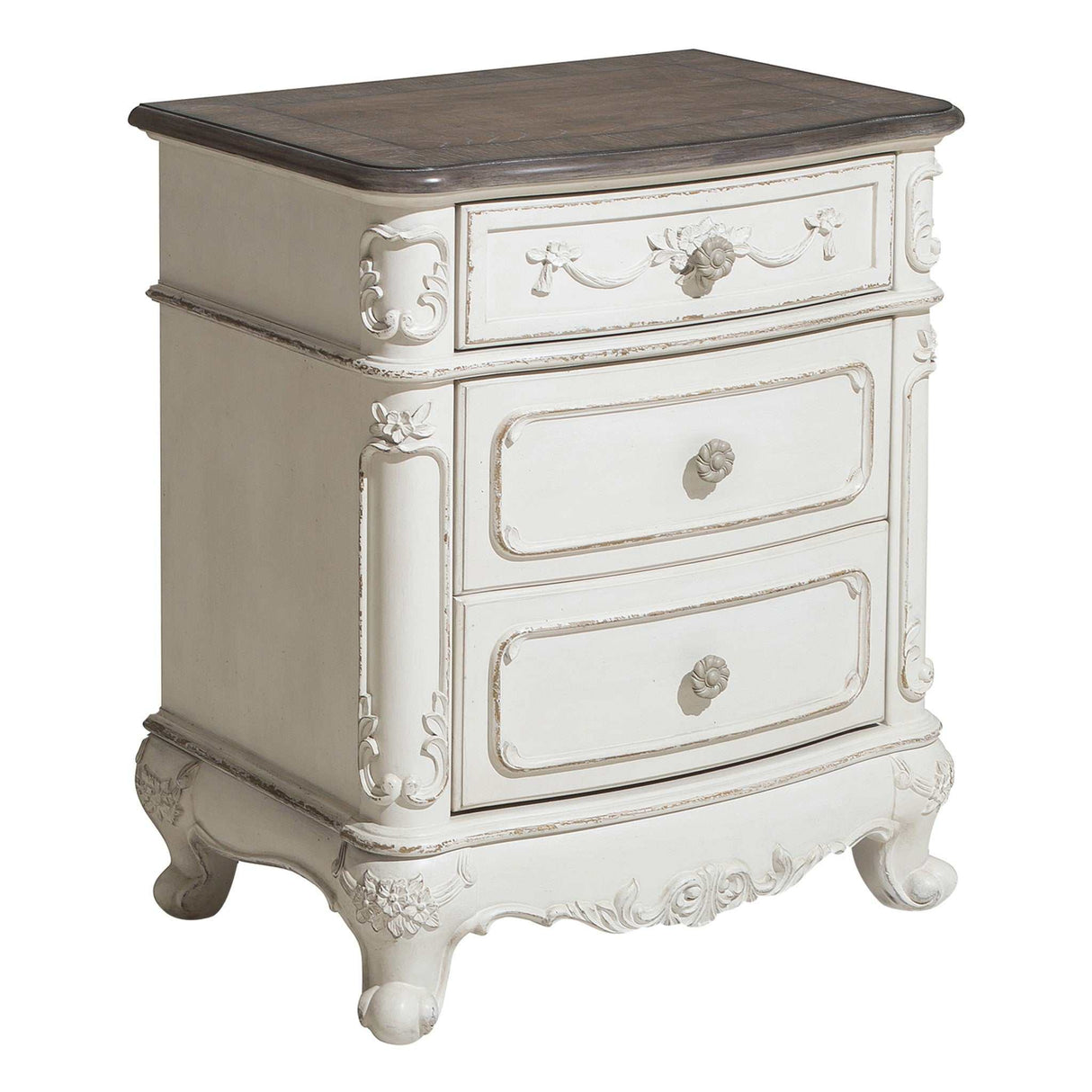 Cinderella Antique White Nightstand - Ornate Home