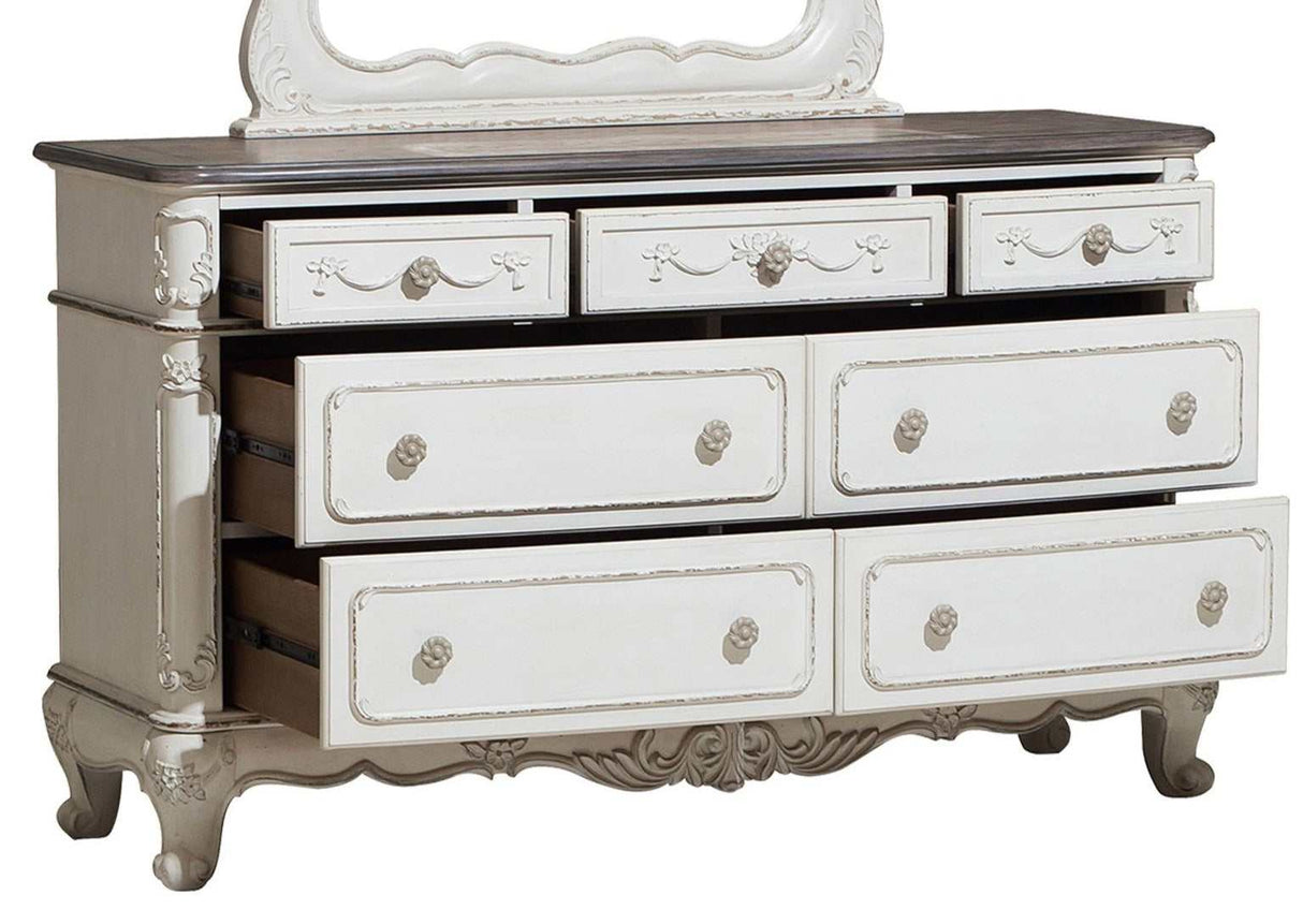 Cinderella Antique White Dresser - Ornate Home