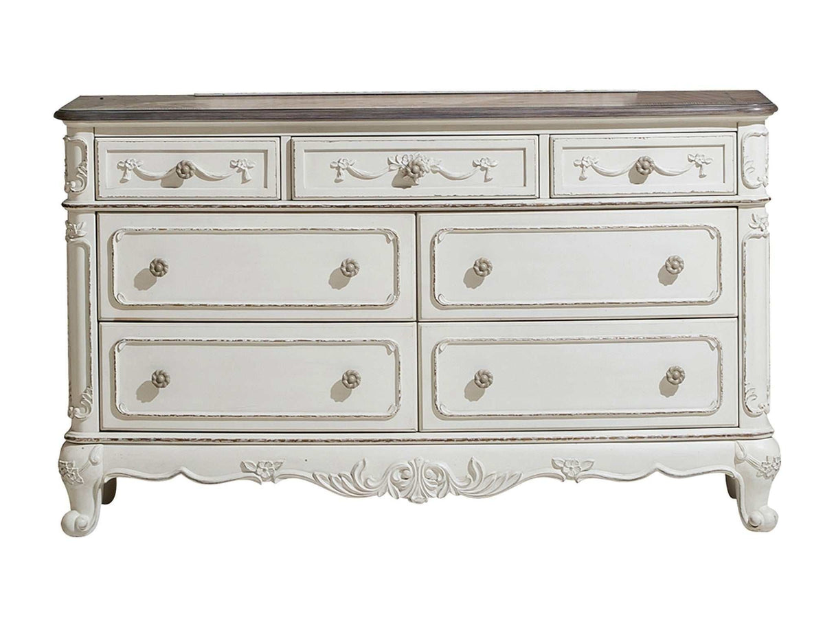 Cinderella Antique White Dresser - Ornate Home