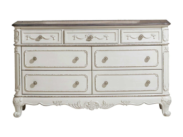 Cinderella Antique White Dresser - Ornate Home