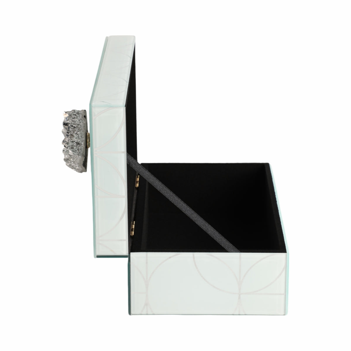 Pollock Silver Sparkly Geo Glass Box with Stone Top
