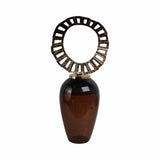 Verdant Brown Small Glass Vase with Crown Top