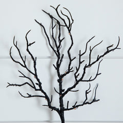 14" Pre-Lit Artificial Halloween Black Twig Branches with 45 Orange LED Lights and Integrated Ground Stake - Set of 3 - Ornate Home
