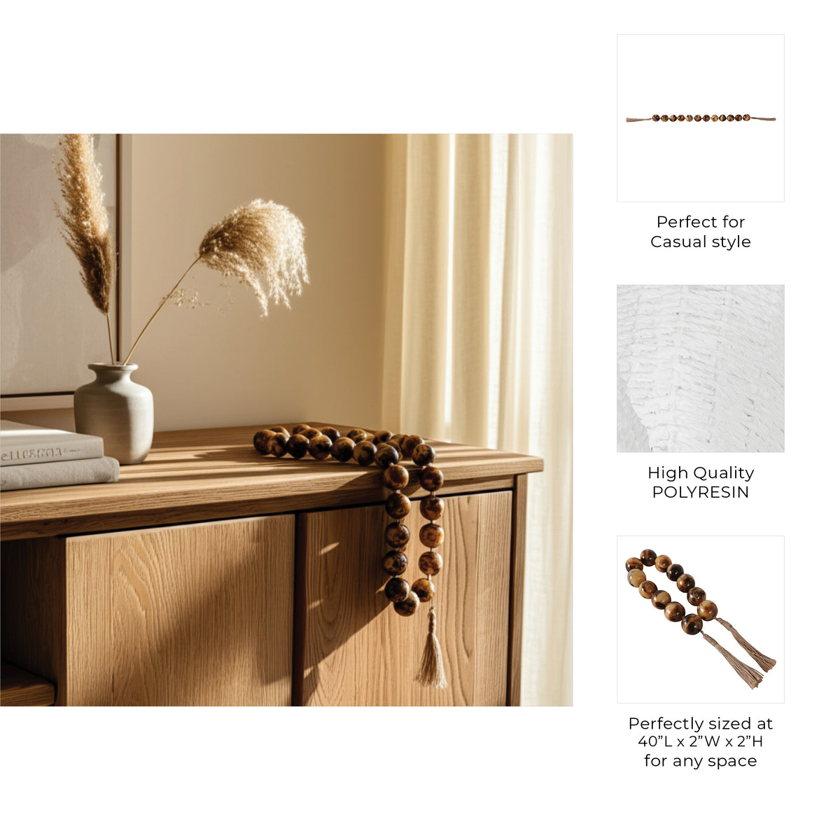 Palmerhaven Brown Swirled Resin Beaded Garland