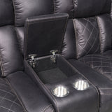 Boulder Ebony Fabric Reclining Loveseat with Console