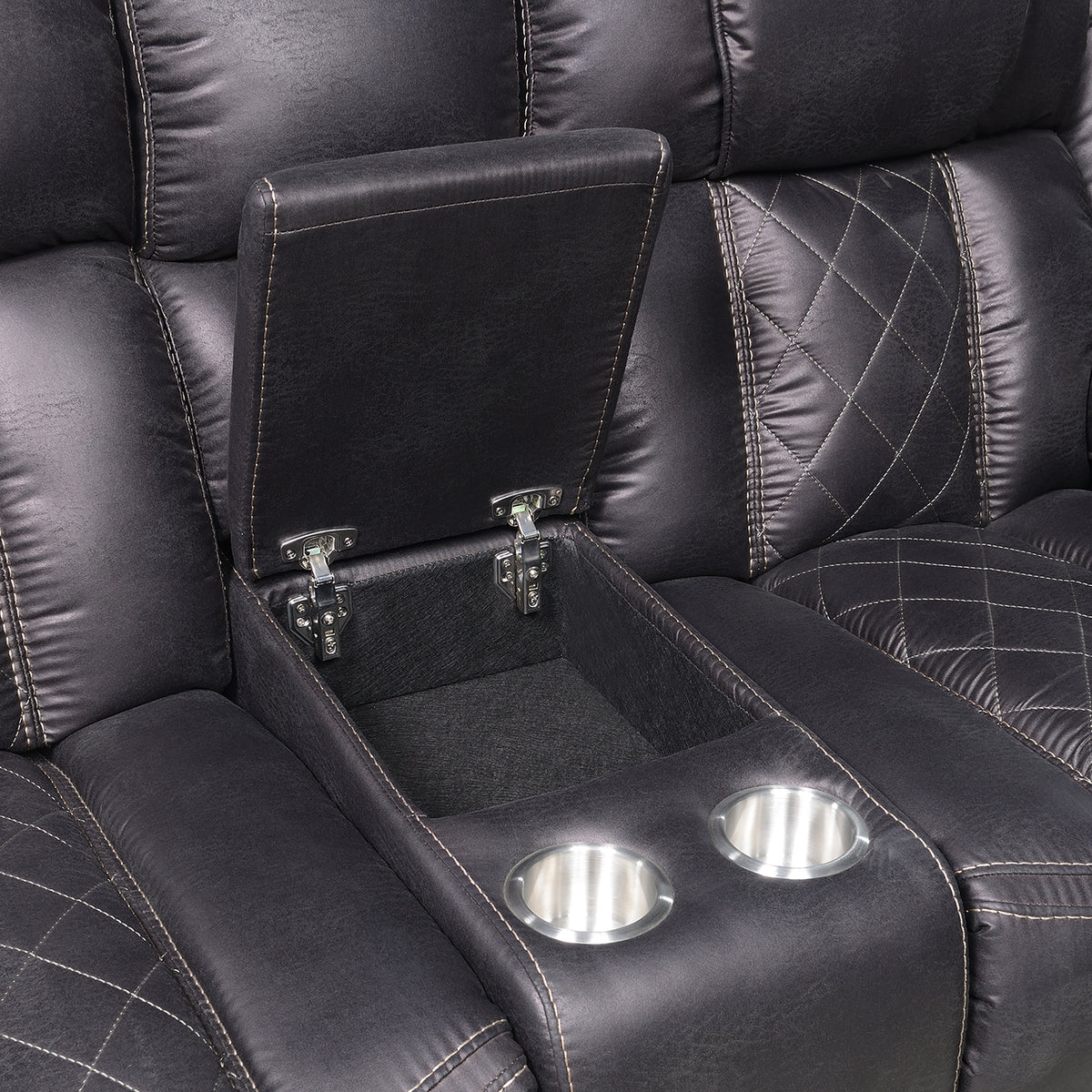 Boulder Ebony Fabric Reclining Loveseat with Console