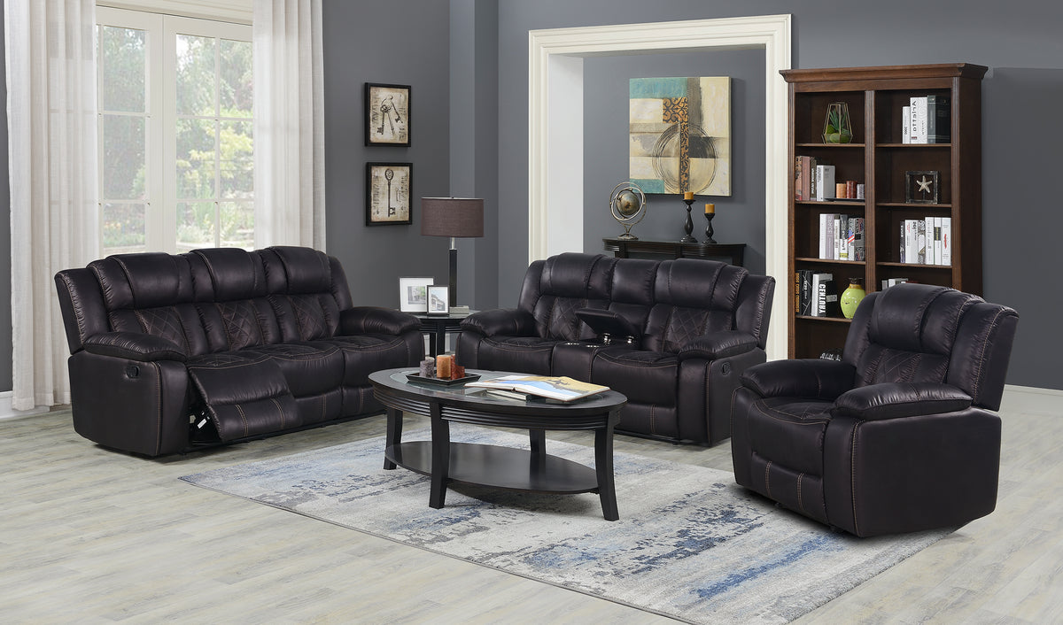 Boulder Ebony Fabric Reclining Loveseat with Console