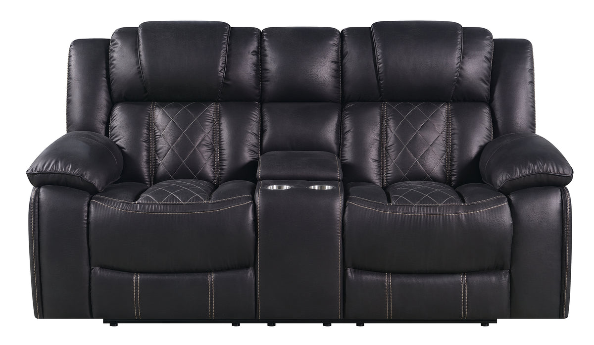 Boulder Ebony Fabric Reclining Loveseat with Console