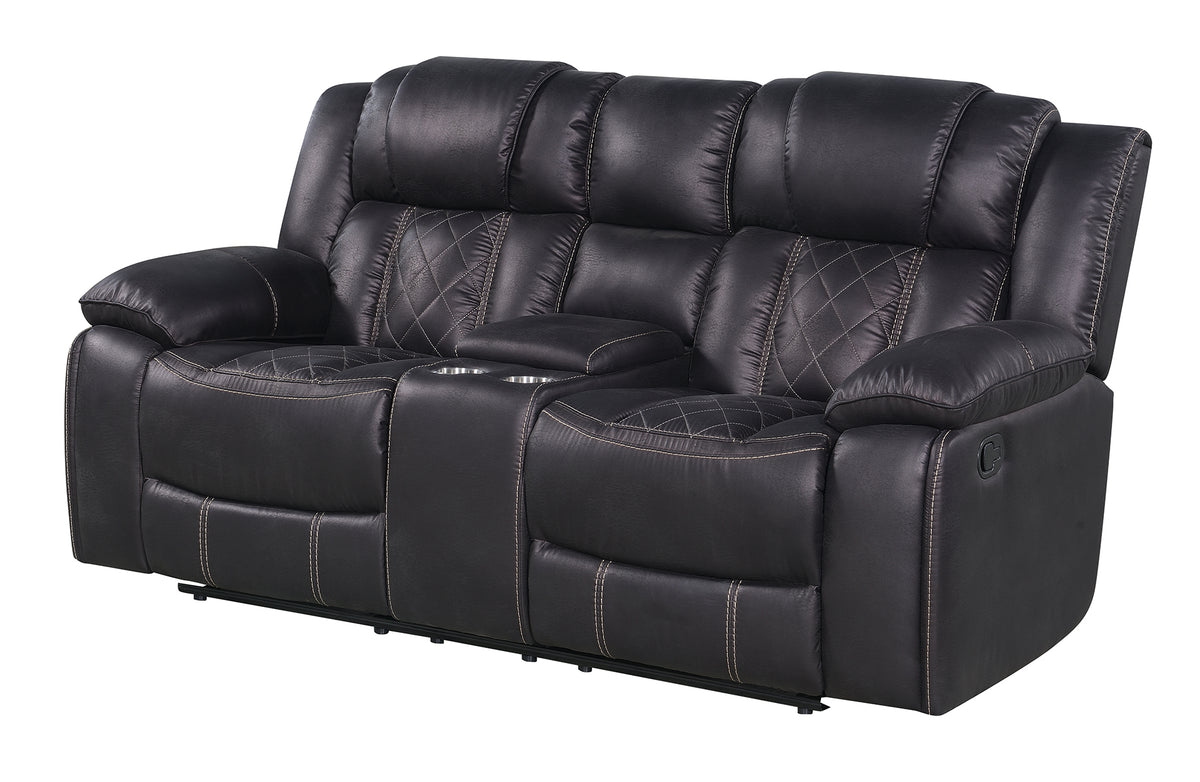 Boulder Ebony Fabric Reclining Loveseat with Console