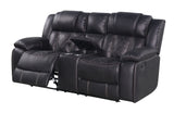 Boulder Ebony Fabric Reclining Loveseat with Console