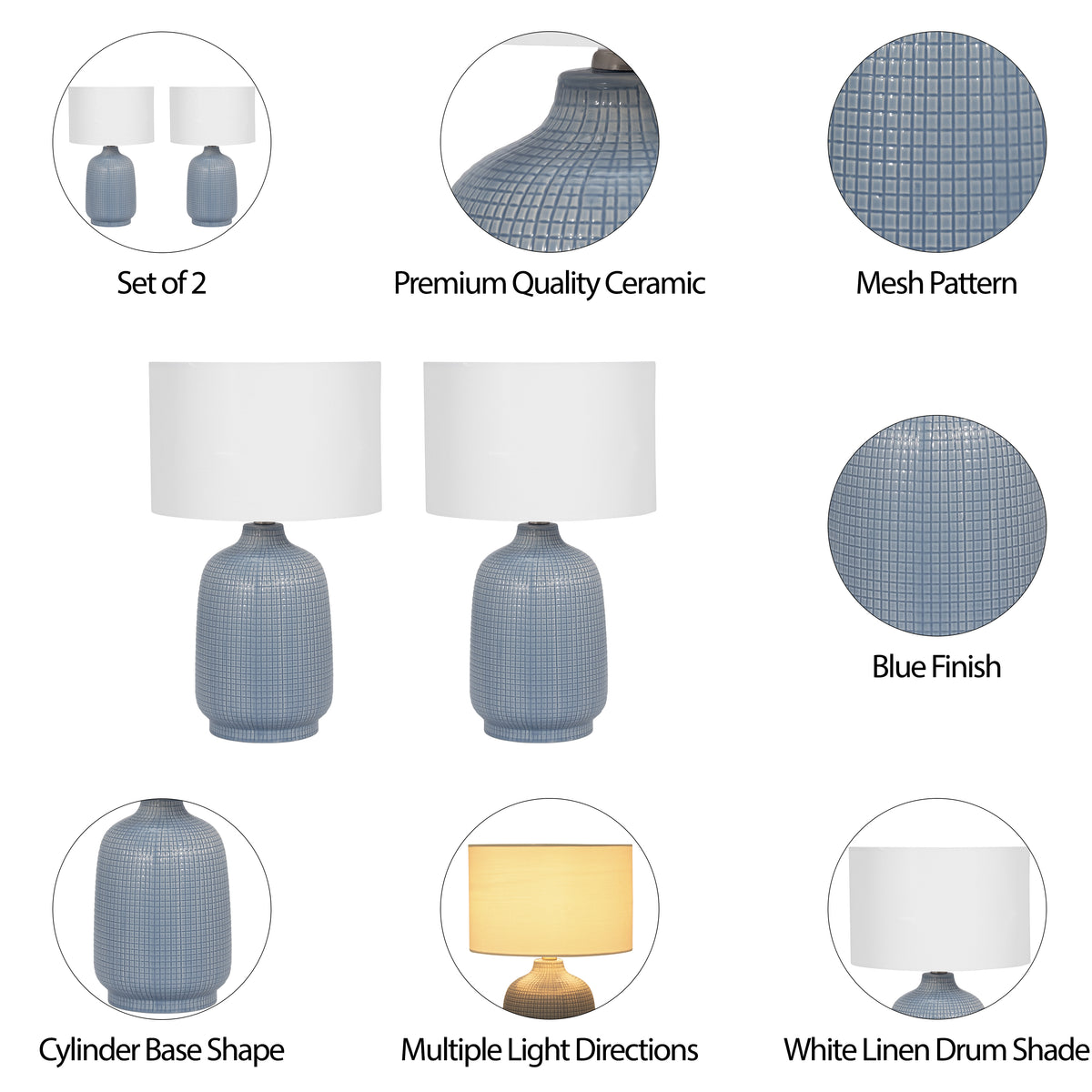 Boronda Light Blue Ceramic Table Lamps (Set of 2)