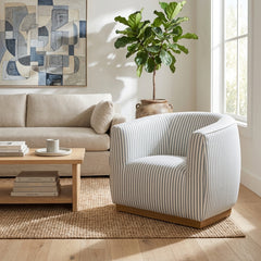 Fairoaks Blue Ecume Round Back Striped Chair