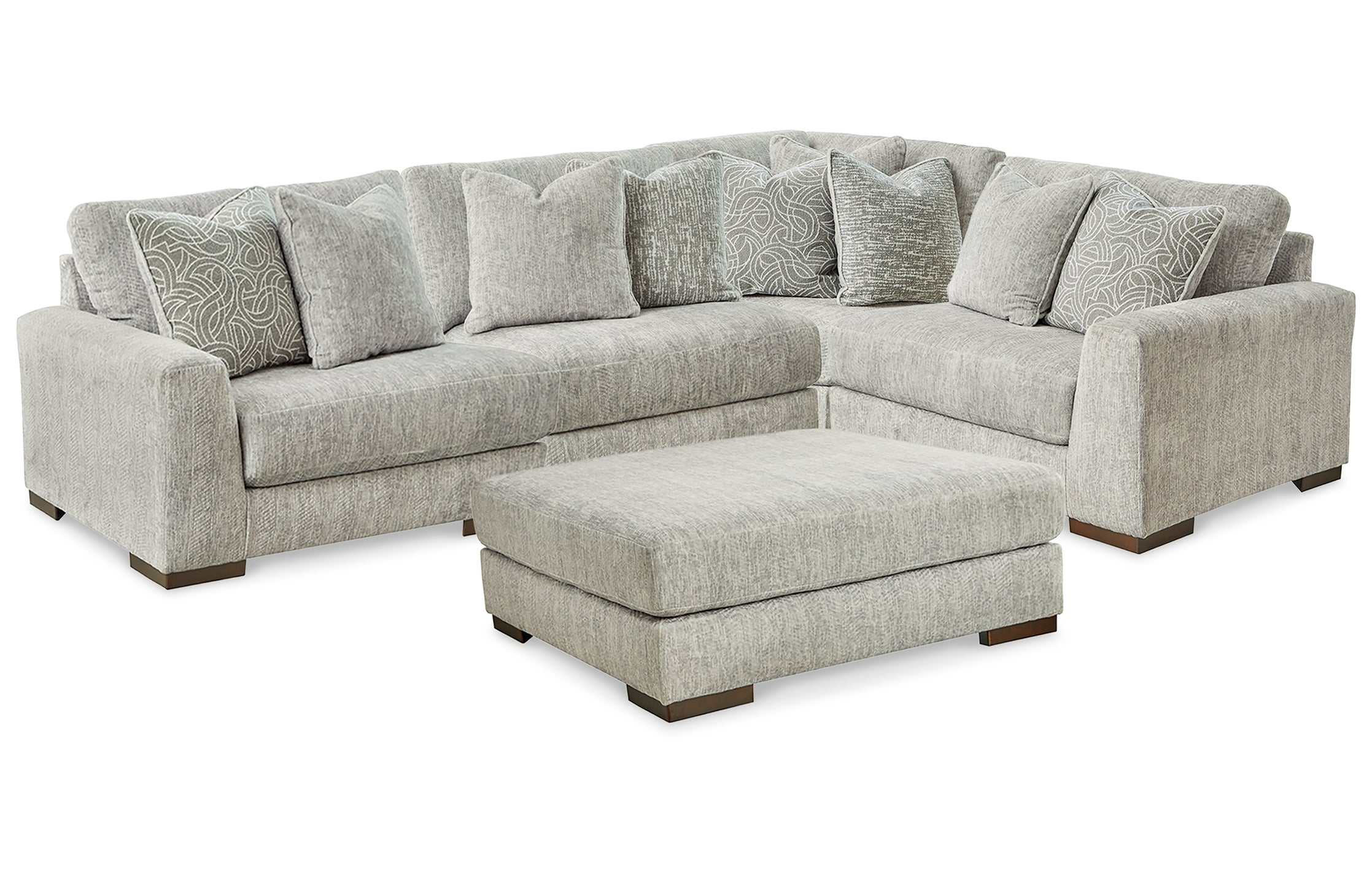 Regent Park Pewter 4pc Corner Sectional w/ Ottoman - Ornate Home