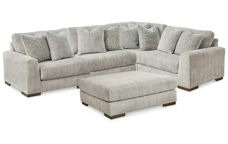 (Online Special Price) Regent Park Pewter 4pc Corner Sectional w/ Ottoman - Ornate Home