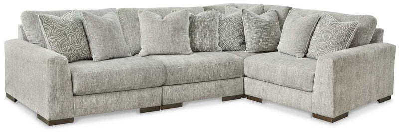 (Online Special Price) Regent Park Pewter 4pc Corner Sectional w/ Ottoman - Ornate Home