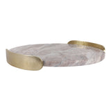 Ultra Tan/Gray Marble Tray with Aluminum Handles