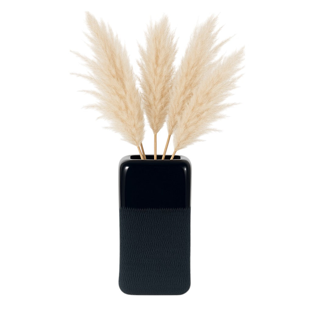 Coromar Navy Blue Small Ceramic Squared Grooved Vase